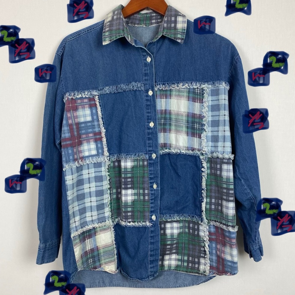 Vintage Color Block Denim Jacket